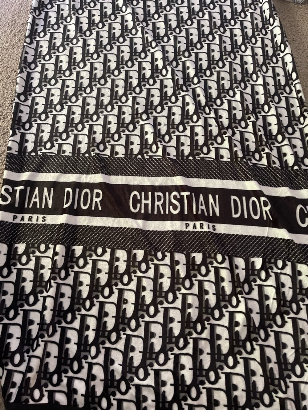 New in box Christian Dior Black & White Logo fleece blanket